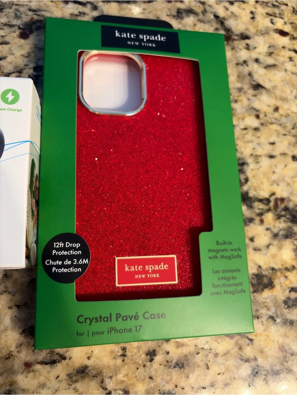 Kate Spade Red Crystal Pavé MagSafe iPhone 17 Case + 60W Fast Charger Bundle